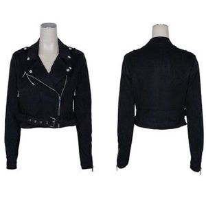 Black suede moto jacket